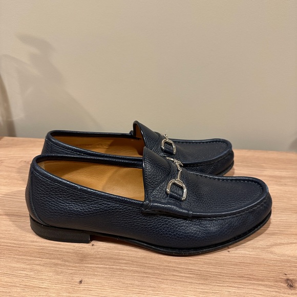 Gucci Horsebit Loafers Navy Pebbled Leather Men’s Size 8.5 /US 9 Made in Italy main image 15